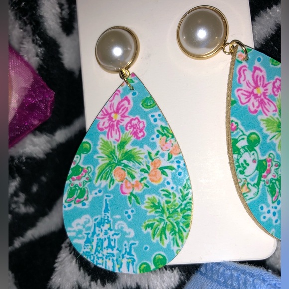 Lilly Pulitzer Inspired Disney Earrings - Picture 3 of 5